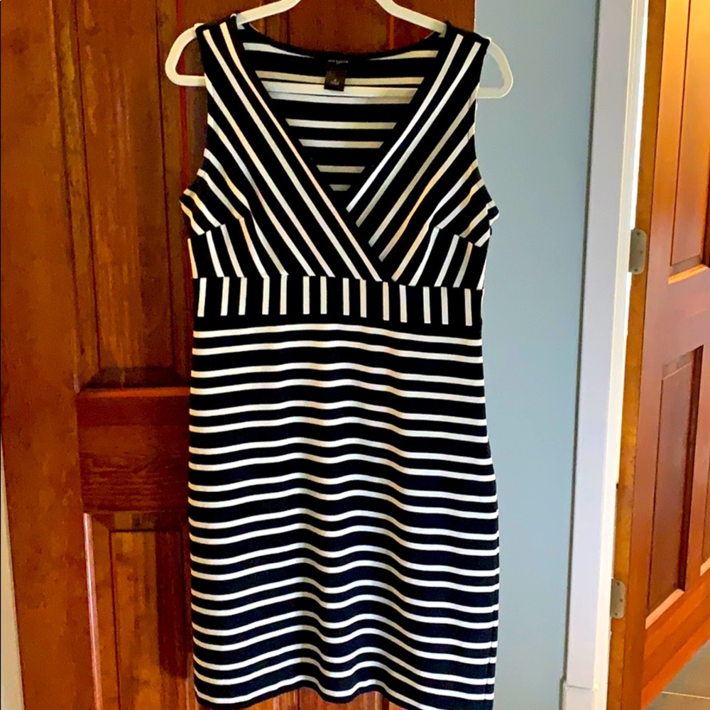 Black and white striped Ann Taylor bodycon dress